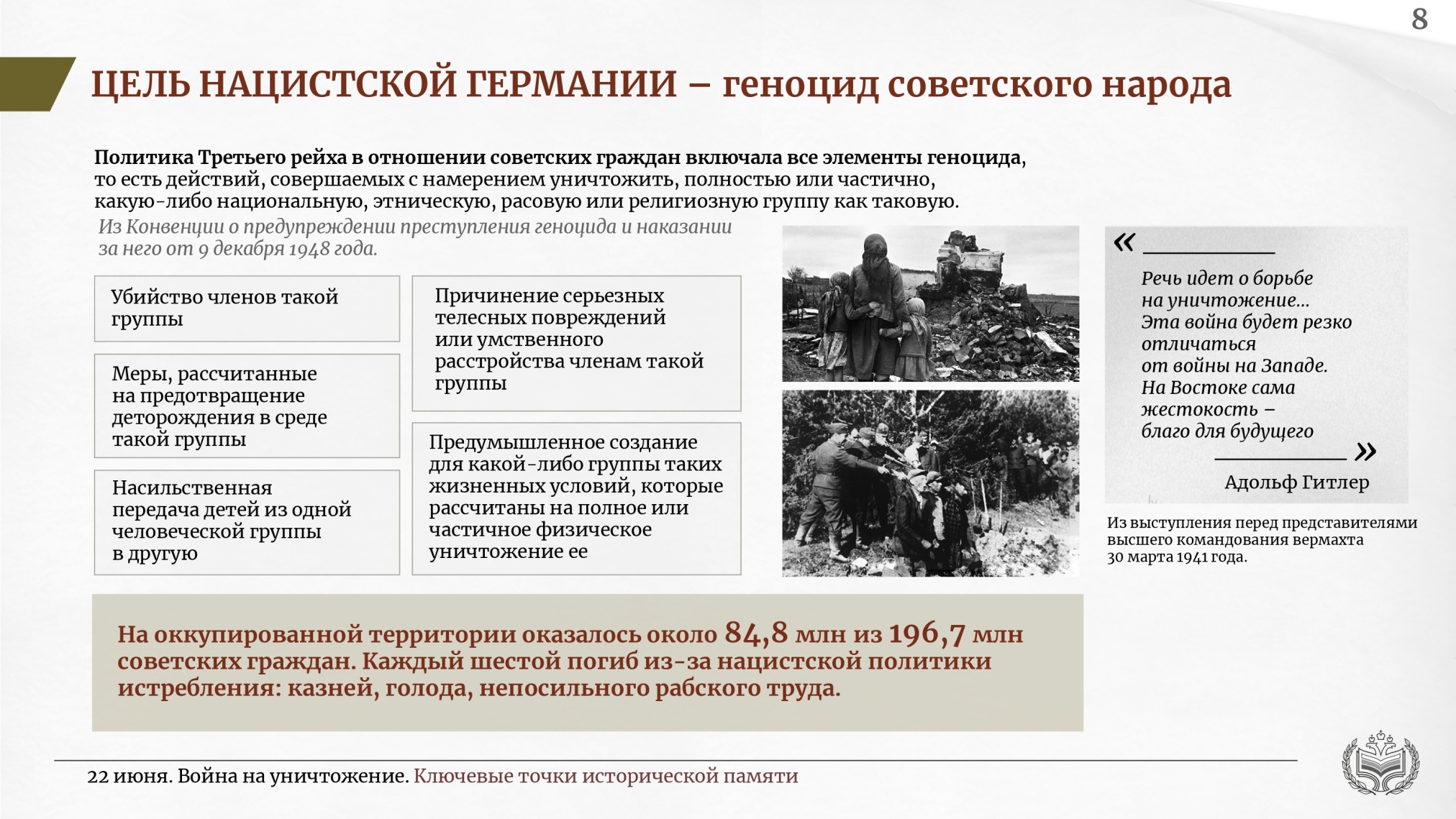 22 июня. Война на уничтожение. Ключевые точки исторической памяти
