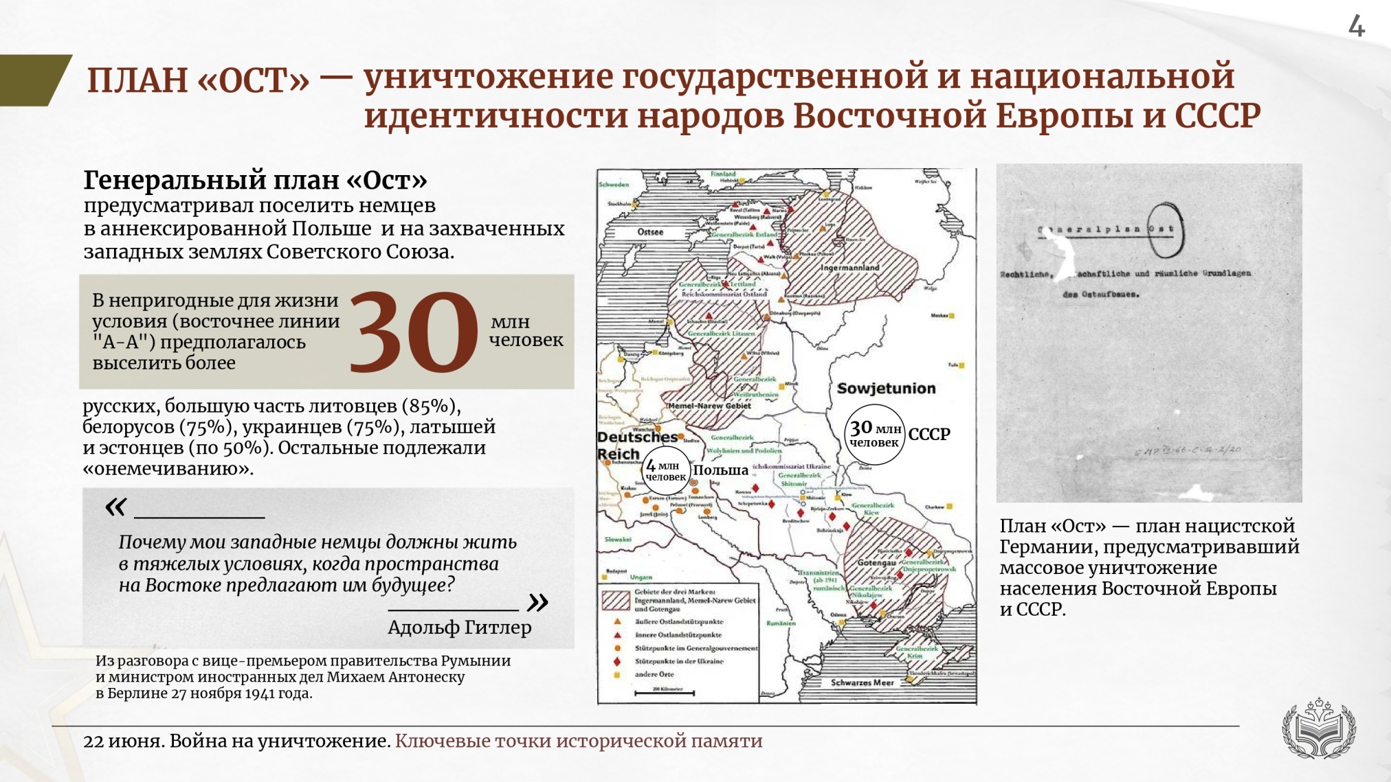22 июня. Война на уничтожение. Ключевые точки исторической памяти