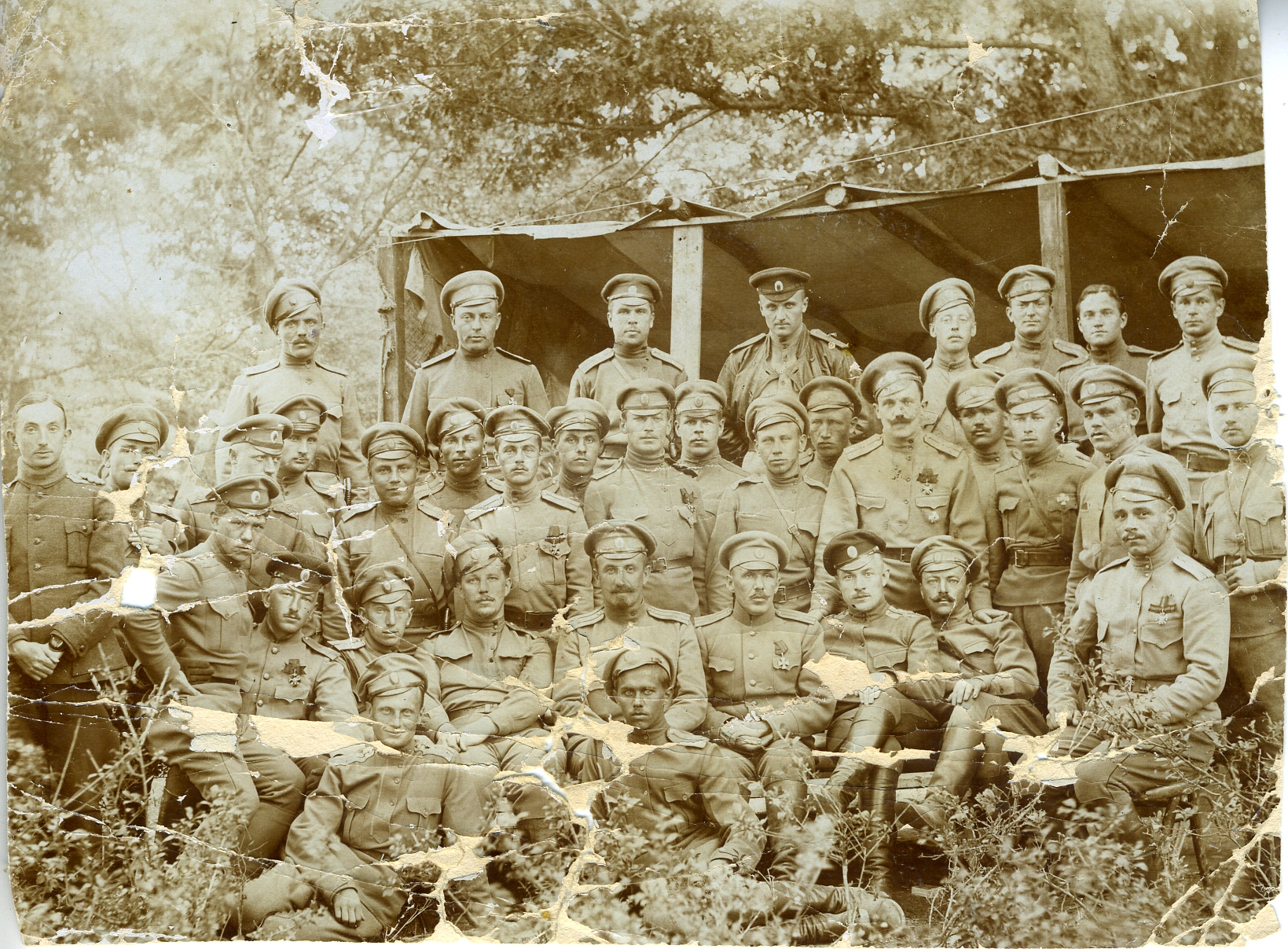 Офицеры и нижние чины 2-го батальона 136-го пехотного Таганрогского полка. 1915 год
