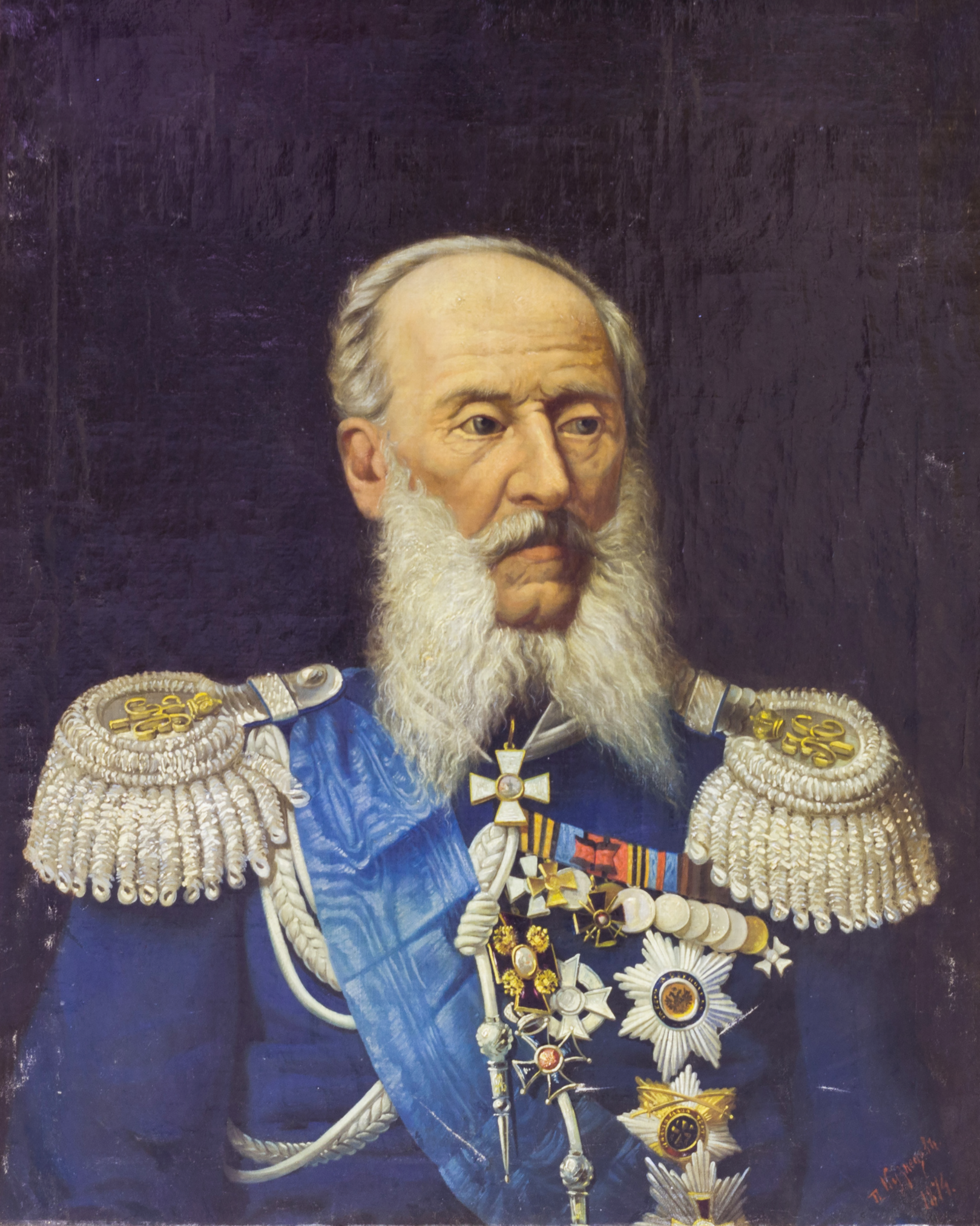 Граббе П.Х. (1789-1875), войсковой наказной атаман войска Донского (1862–1866), генерал от кавалерии, генерал-адъютант, граф. Худ. Кузнецов. П. Холст, масло. 1874 г.